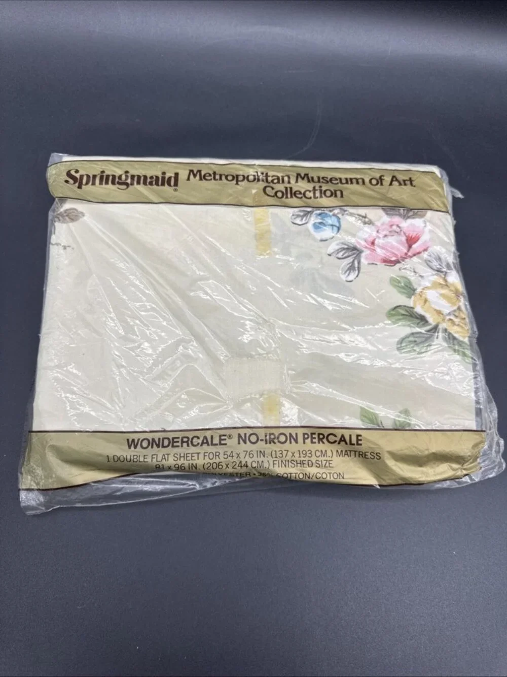 VTG Springmaid Metro Museum Of Art Palace Garden Floral Double Flat Sheet